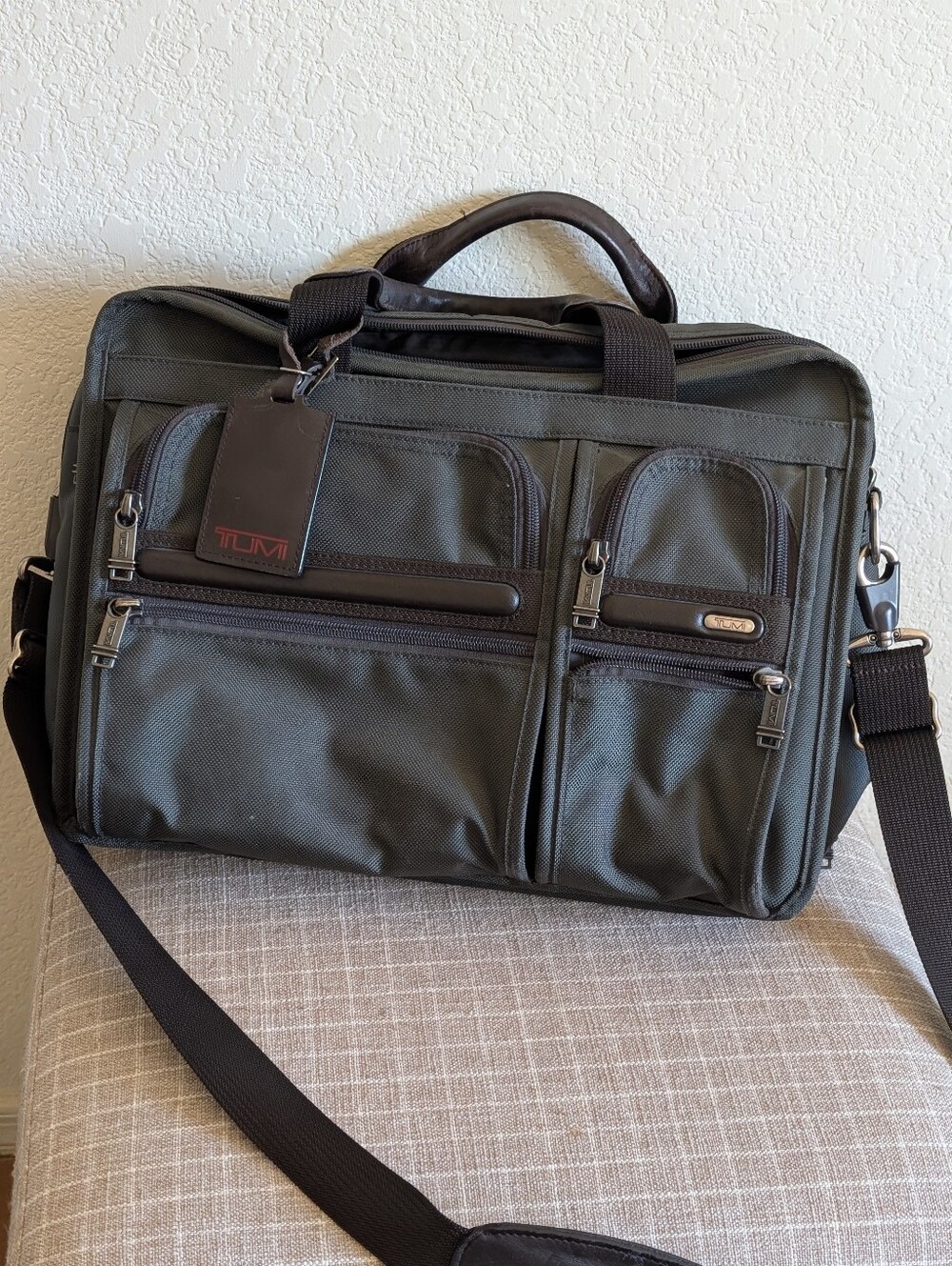 Tumi Alpha Expandable Dark Green Laptop Briefcase
